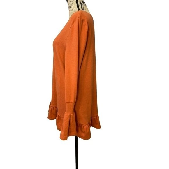 VERY J Boutique Rust Tunic Top Boho Hippie Ruffle Bottom Hem - Picture 4 of 11